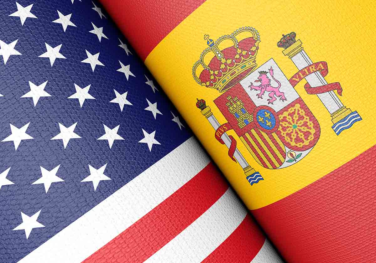 American And Spain Flag Pair