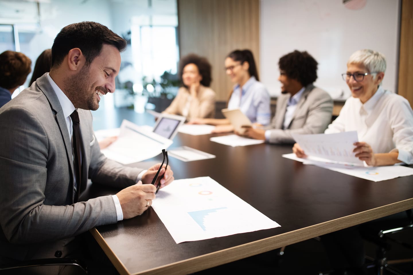 Business-colleagues-having-meeting-in-conference-KS674JC