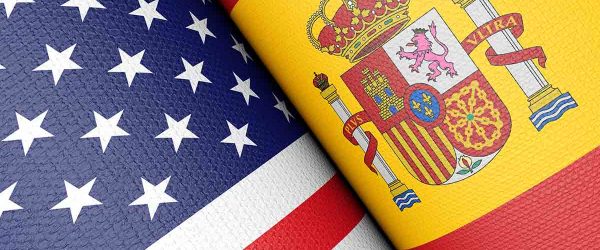 American And Spain Flag Pair